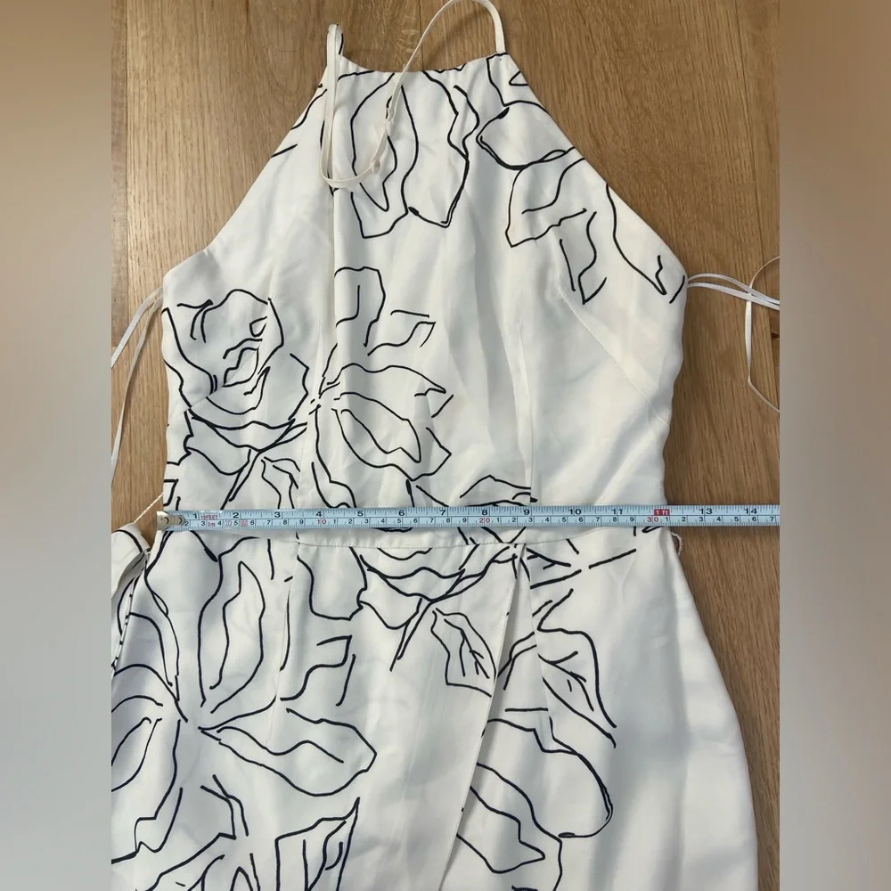 TALULAH Halter Wrap Midi Dress XS | White Floral Minimal Chic Summer Dress - Picture 10 of 12